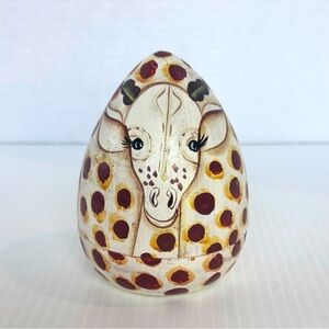 Vtg Set Of 3 Hand painted Giraffe Nesting Eggs